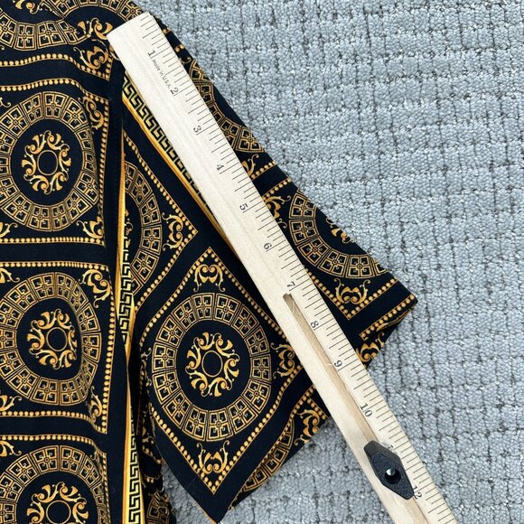 Casa Moda Couture Shirt Mens Size S Black Mustard Button Down Greek Pattern - Picture 7 of 9